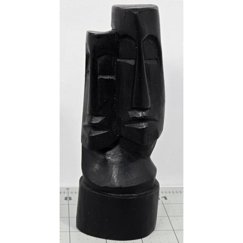 Vtg Hand Carved Wood Easter Island Moai Tiki Sculpture Black John Thwaites READ
